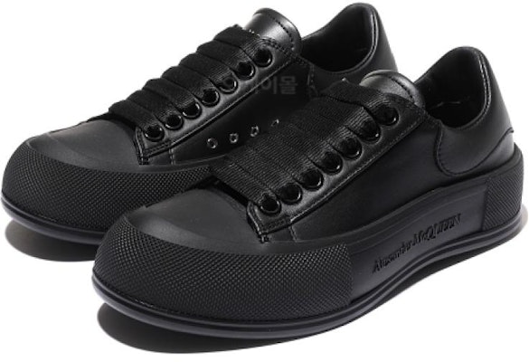 (Women) Alexander McQueen Deck Plimsoll Low 'Triple Black' 697121WIAB61000 Order (Women) Alexander McQueen Deck Plimsoll Low 'Triple Black' 697121WIAB61000