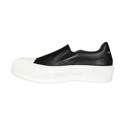 (W) Alexander McQueen Deck Skate Plimsoll 'Black White'