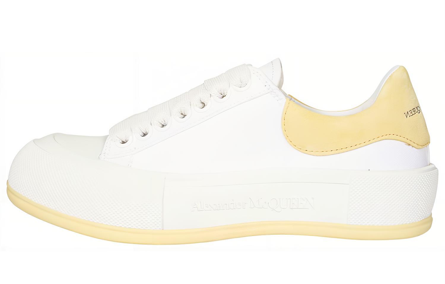(Women) Alexander McQueen Deck Skate Plimsoll Lace Up 'White Yellow' 654593W4MV79781