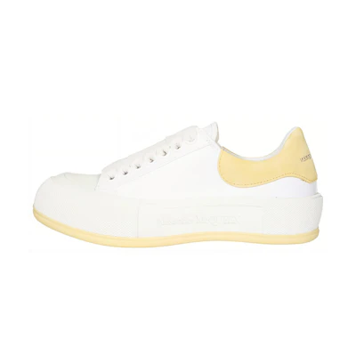 (W) Alexander McQueen Deck Skate Plimsoll Lace Up 'White Yellow'
