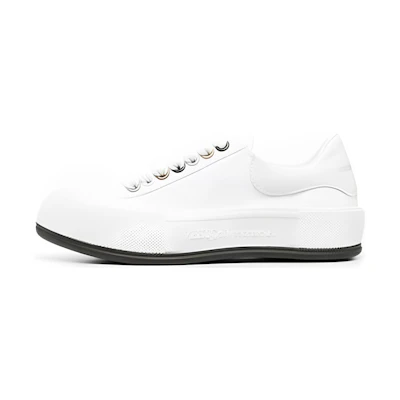 (W) Alexander McQueen Deck Skate Plimsoll Lace Up 'White Metallic'