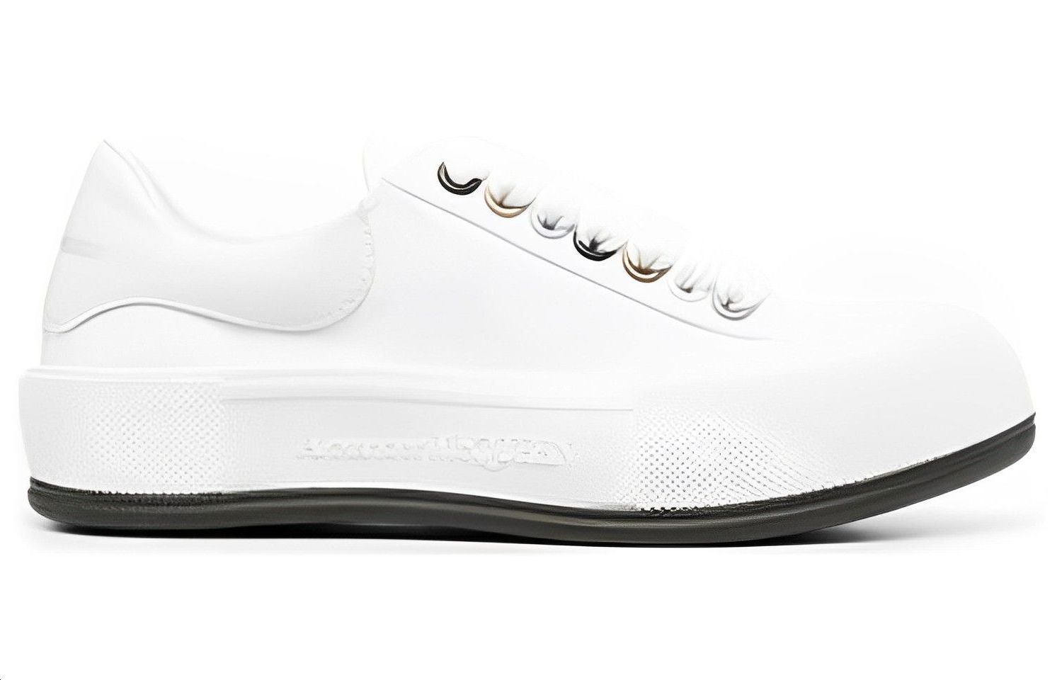 Order (W) Alexander McQueen Deck Skate Plimsoll Lace Up 'Putih Metalik' 654593W4MVR9549