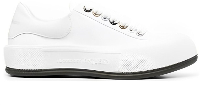 (W) Alexander McQueen Deck Skate Plimsoll Lace Up 'Putih Metalik' 654593W4MVR9549 Order (W) Alexander McQueen Deck Skate Plimsoll Lace Up 'Putih Metalik' 654593W4MVR9549