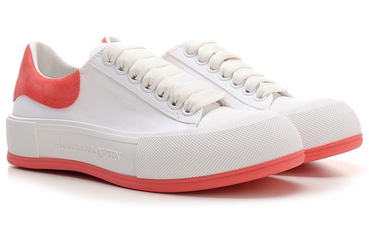 Lookbook (W) Alexander McQueen Deck Skate Plimsoll Lace Up 'Putih Coral' 654593W4MV79097
