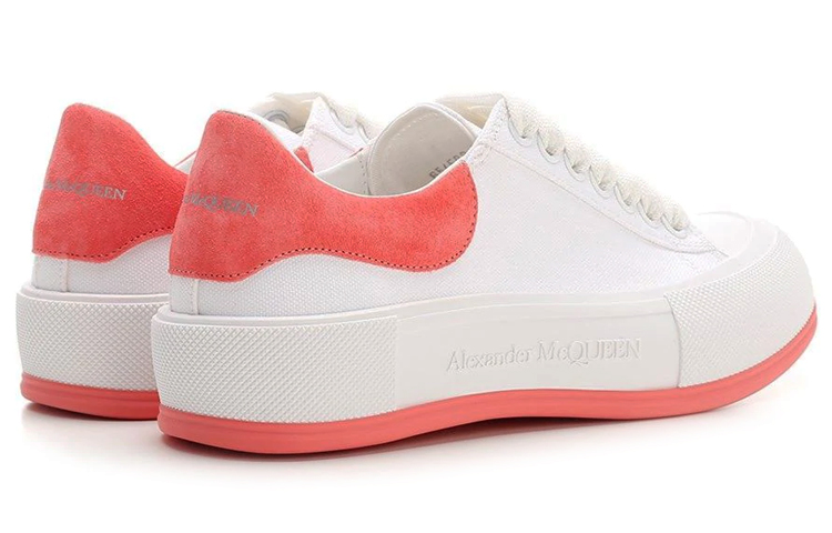 Shop (W) Alexander McQueen Deck Skate Plimsoll Lace Up 'Putih Coral' 654593W4MV79097