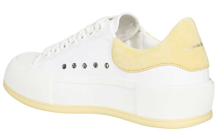 Shop (W) Alexander McQueen Deck Skate Plimsoll Lace Up 'Putih Kuning' 654593W4MV79781