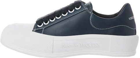 (Women) Alexander McQueen Deck Plimsoll Lace-Up Leather Sneakers 'Navy' 667245WIABK4472 (Women) Alexander McQueen Deck Plimsoll Lace-Up Leather Sneakers 'Navy' 667245WIABK4472