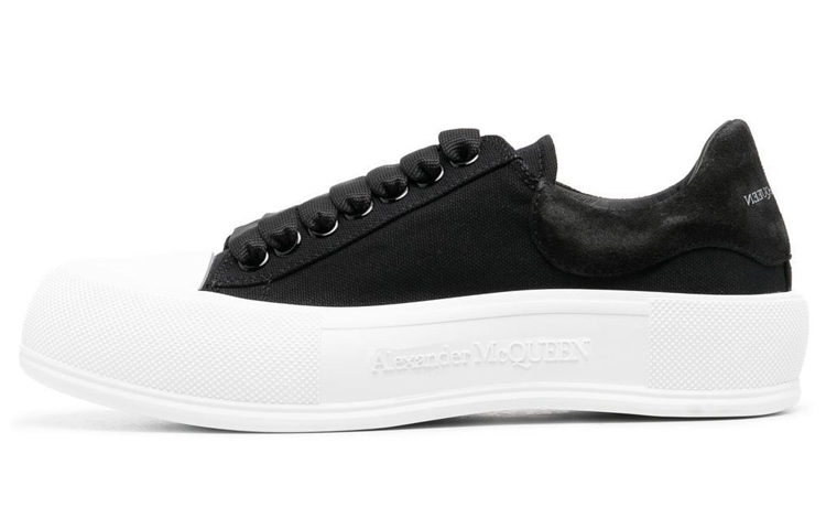 (Women) Alexander McQueen Deck Skate Plimsoll Shoes 'Black White' 697120W4MV71070