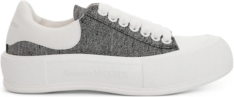Order Alexander McQueen 亞歷山大麥昆 Deck Plimsoll 帆布 系帶 時尚板鞋 女款 黑白銀