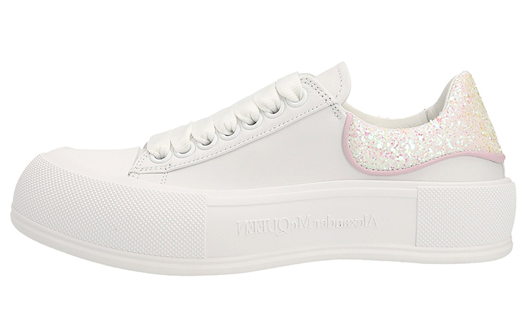 (W) Alexander McQueen Deck Sneakers 'White Pink Glittered'