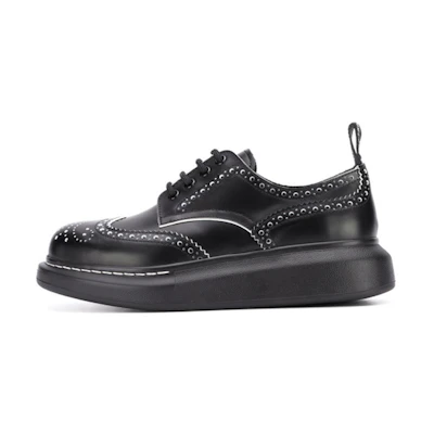 (W) Alexander McQueen Derby Flat 'Black White'