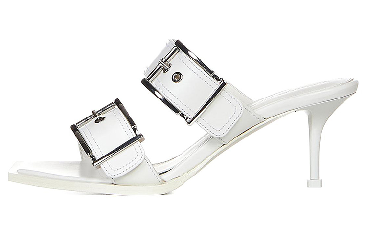 (Women) Alexander McQueen Double Buckle Punk Mule 'Ivory' 709991WHSWD9359