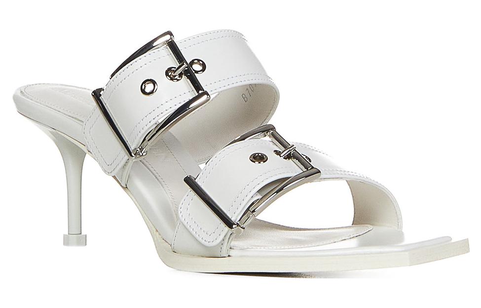 Lookbook (Women) Alexander McQueen Double Buckle Punk Mule 'Ivory' 709991WHSWD9359