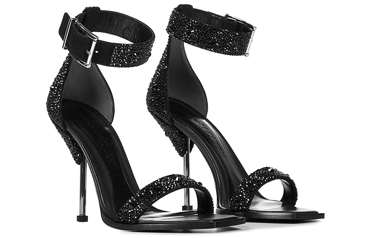 Order Alexander McQueen 亞歷山大·麥昆 雙帶水鑽涼鞋 女款 黑色