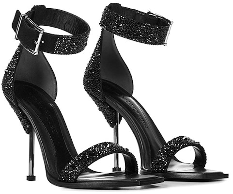 (Women) Alexander McQueen Double Strap Sandals 'Black Crystal' 697142WHCES1081 Order (Women) Alexander McQueen Double Strap Sandals 'Black Crystal' 697142WHCES1081
