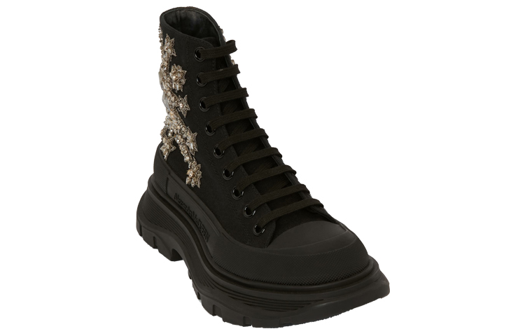 (W) Alexander McQueen Embellished Tread Slick Boot 'Black Silver' 圖 3