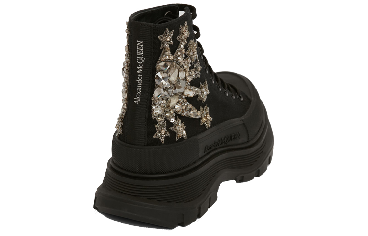 (W) Alexander McQueen Embellished Tread Slick Boot 'Black Silver' 圖 4