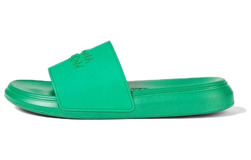 (W) Alexander McQueen Embossed Rubber Slides 'Green'