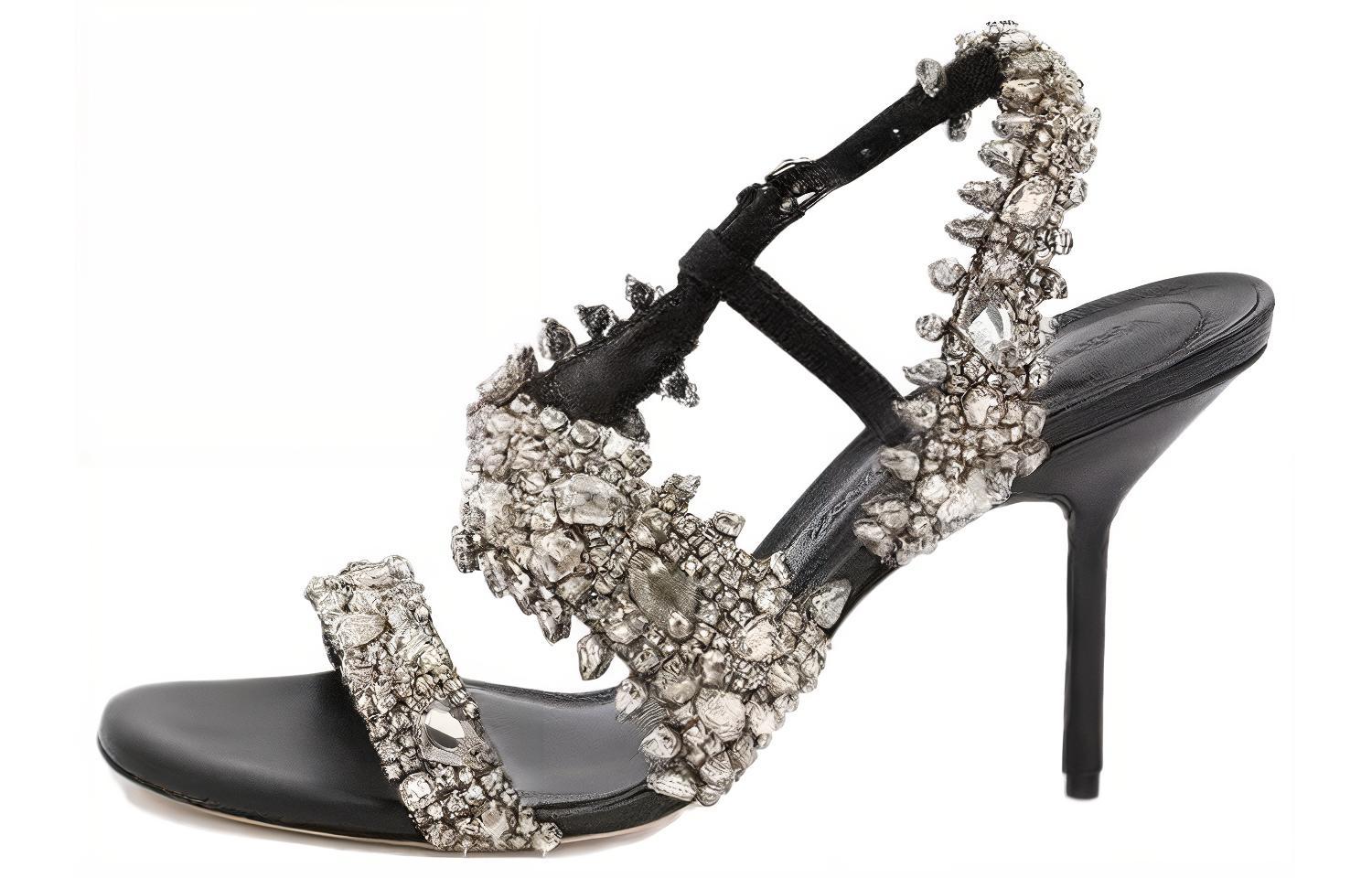 (Women) Alexander McQueen Embroidered Fashion Sandals 'Black' 686939WHW281081