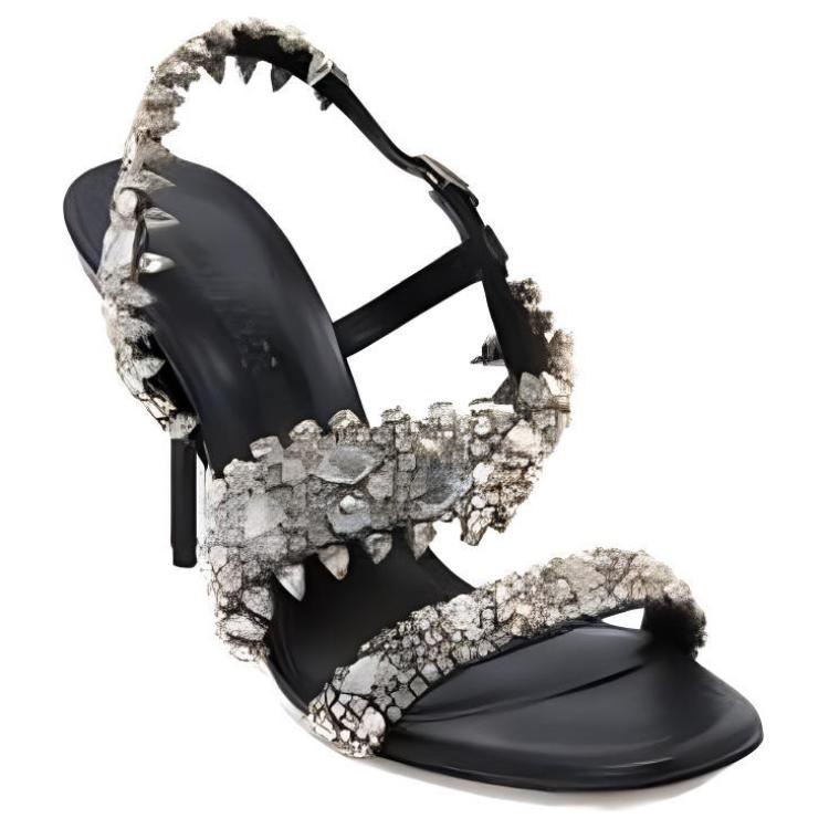 Lookbook (W) Sandal Fashion Alexander McQueen Bordir 'Hitam' 686939WHW281081