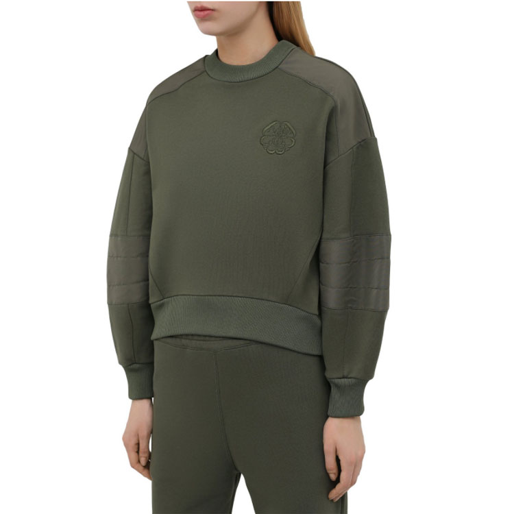 Details for (Women) Alexander McQueen Embroidered Logo Lantern Sleeve Oversized Sweatshirt Women Green 662637QLABG3009