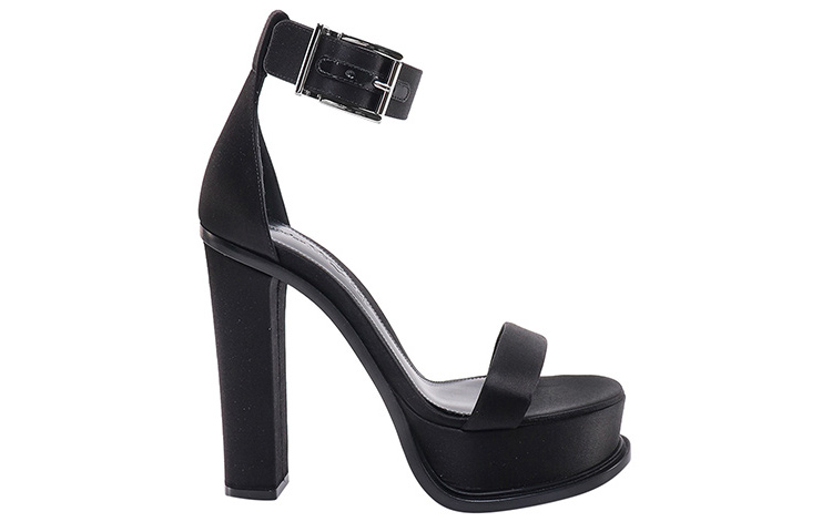 Order (W) 亚历山大·麦昆 黑色时尚扣带织物拖鞋 734986W4SBE1081