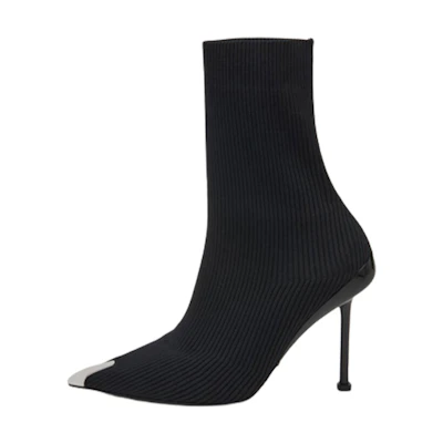 (W) Alexander McQueen Fabric Pointed-Toe Slip-On Booties '9cm Black'