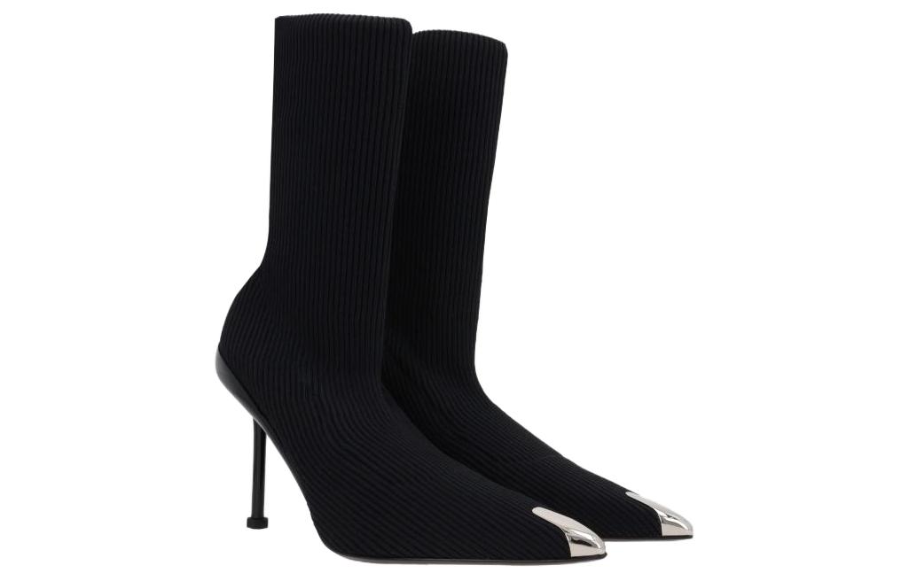 Order (W) Alexander McQueen Bottines Tissu Noires à Talons Pointus 9cm 768095W4X811081