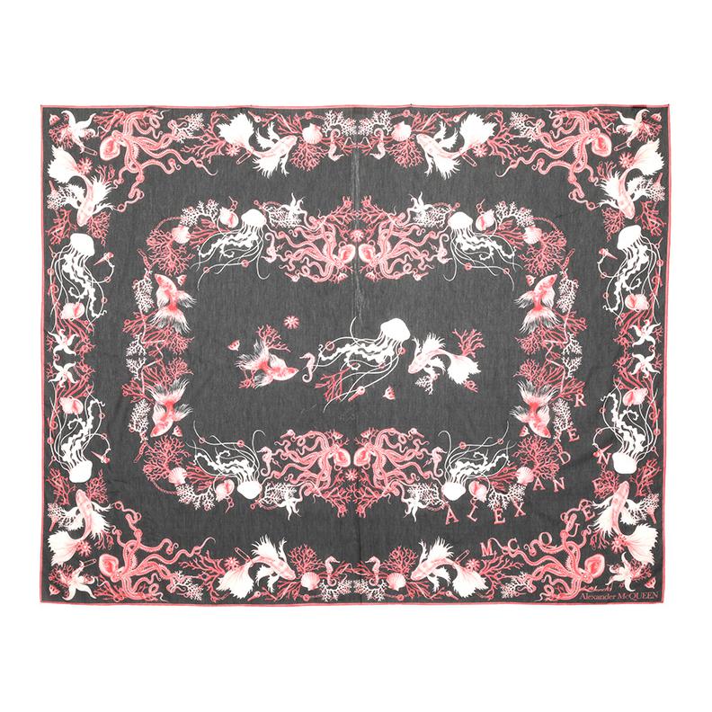 (Women) Alexander McQueen Floral Print Cotton Scarf Women’s Black. 6849973624Q1072