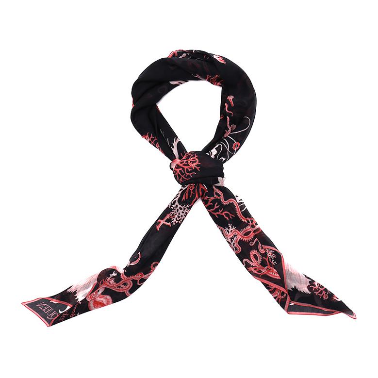 Shop (W) Alexander McQueen Selendang Bunga Kapas Wanita Hitam. 6849973624Q1072