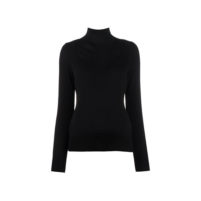 (Women) Alexander McQueen FW21 Black High-Neck Pullover Sweater 679421Q-1AXK-1000