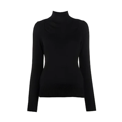 (Women) Alexander McQueen FW21 Black High-Neck Pullover Sweater 679421Q-1AXK-1000