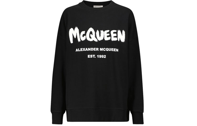 Order (Women) Alexander McQueen FW21 Black Letter Logo Print Crewneck Sweatshirt. 659975-QZADI-0520