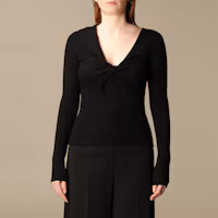 Shop (W) Alexander McQueen FW21黑色修身扭結細節針織毛衣 650274-Q1ASB-1000