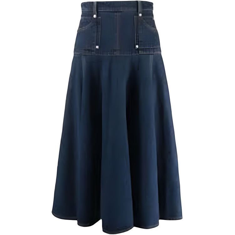 (Women) Alexander McQueen FW21 Contrast Stitch High-Waisted Denim Skirt Blue - 663491-QMABD-4098
