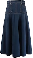 (Women) Alexander McQueen FW21 Contrast Stitch High-Waisted Denim Skirt Blue - 663491-QMABD-4098 (Women) Alexander McQueen FW21 Contrast Stitch High-Waisted Denim Skirt Blue - 663491-QMABD-4098