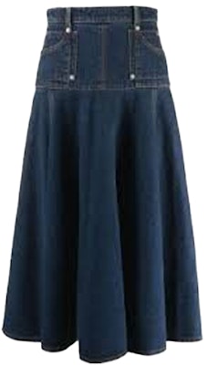 (W) Alexander McQueen FW21 Skirt Denim Biru High-Waisted Jahitan Kontras 663491-QMABD-4098 Order (W) Alexander McQueen FW21 Skirt Denim Biru High-Waisted Jahitan Kontras 663491-QMABD-4098