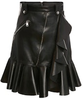 (Women) Alexander McQueen FW21 Leather Ruffle Mini Skirt Black 668445-Q5AGK-1000 (Women) Alexander McQueen FW21 Leather Ruffle Mini Skirt Black 668445-Q5AGK-1000
