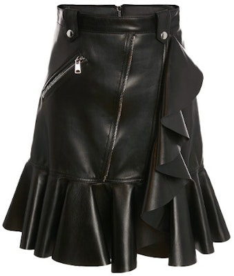 (Women) Alexander McQueen FW21 Leather Ruffle Mini Skirt Black 668445-Q5AGK-1000 Order (Women) Alexander McQueen FW21 Leather Ruffle Mini Skirt Black 668445-Q5AGK-1000