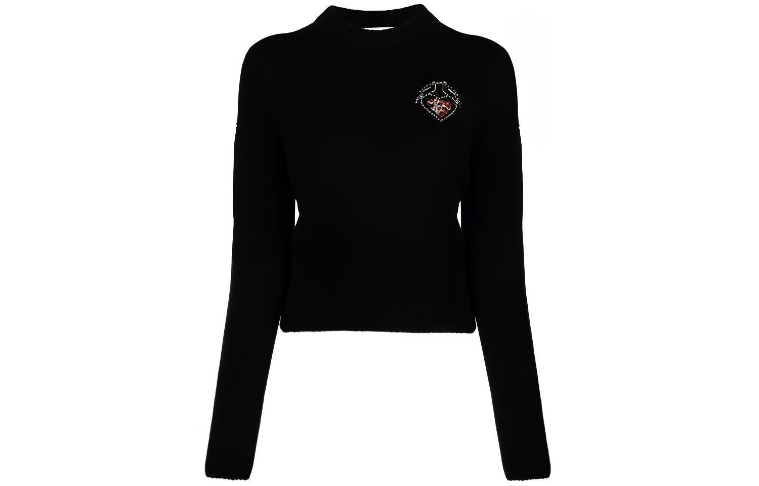 (Women) Alexander McQueen FW21 Love Birds Embroidered Sweater Black 667759-Q1AU7-1095