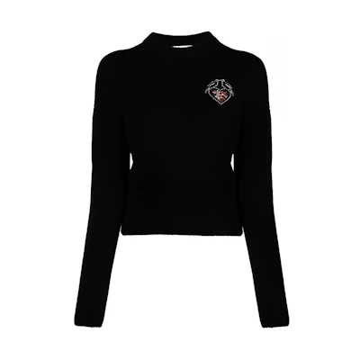 (Women) Alexander McQueen FW21 Love Birds Embroidered Sweater Black 667759-Q1AU7-1095