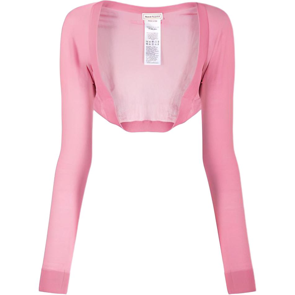 (Women) Alexander McQueen FW21 Pink Logo Embroidered Cardigan Cape Sweater. 667845-Q1AVY-5071