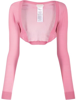 (Women) Alexander McQueen FW21 Pink Logo Embroidered Cardigan Cape Sweater. 667845-Q1AVY-5071 Buy (Women) Alexander McQueen FW21 Pink Logo Embroidered Cardigan Cape Sweater. 667845-Q1AVY-5071