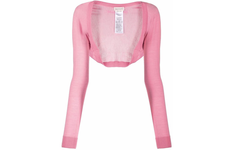Order (Women) Alexander McQueen FW21 Pink Logo Embroidered Cardigan Cape Sweater. 667845-Q1AVY-5071