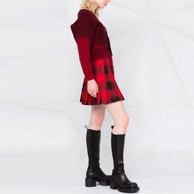 (Women) Alexander McQueen FW21 Red Wool Knit Zip V-Neck Cardigan Sweater 680811-Q1AXN-6065 Purchase (Women) Alexander McQueen FW21 Red Wool Knit Zip V-Neck Cardigan Sweater 680811-Q1AXN-6065