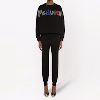 Lookbook (W) Alexander McQueen FW21亮片刺繡標誌黑色套頭衫 668496-QZADS-0507