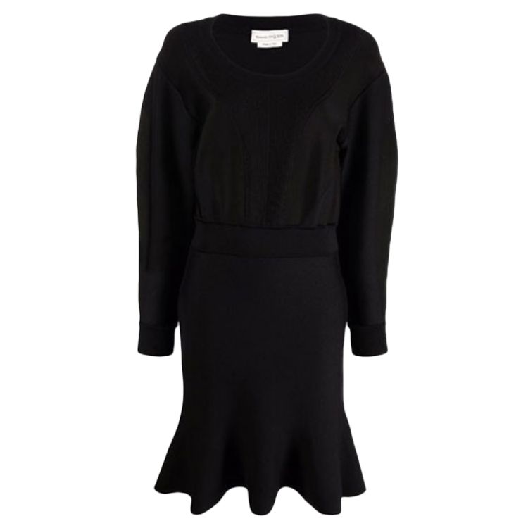 (Women) Alexander McQueen FW21 Short Belted Peplum Long Sleeve Dress 667746-Q1AUX-1000