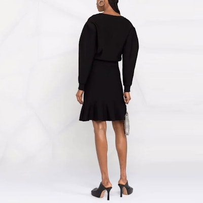 (W) Alexander McQueen FW21 Gaun Lengan Panjang Peplum Berikat Pendek 667746-Q1AUX-1000 Shop (W) Alexander McQueen FW21 Gaun Lengan Panjang Peplum Berikat Pendek 667746-Q1AUX-1000