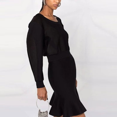 (W) Alexander McQueen FW21 Gaun Lengan Panjang Peplum Berikat Pendek 667746-Q1AUX-1000 Details for (W) Alexander McQueen FW21 Gaun Lengan Panjang Peplum Berikat Pendek 667746-Q1AUX-1000