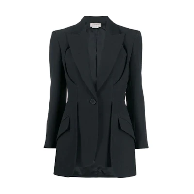 (Women) Alexander McQueen FW21 Solid Hollow Blazer Black. 657140-QEAAA-1000